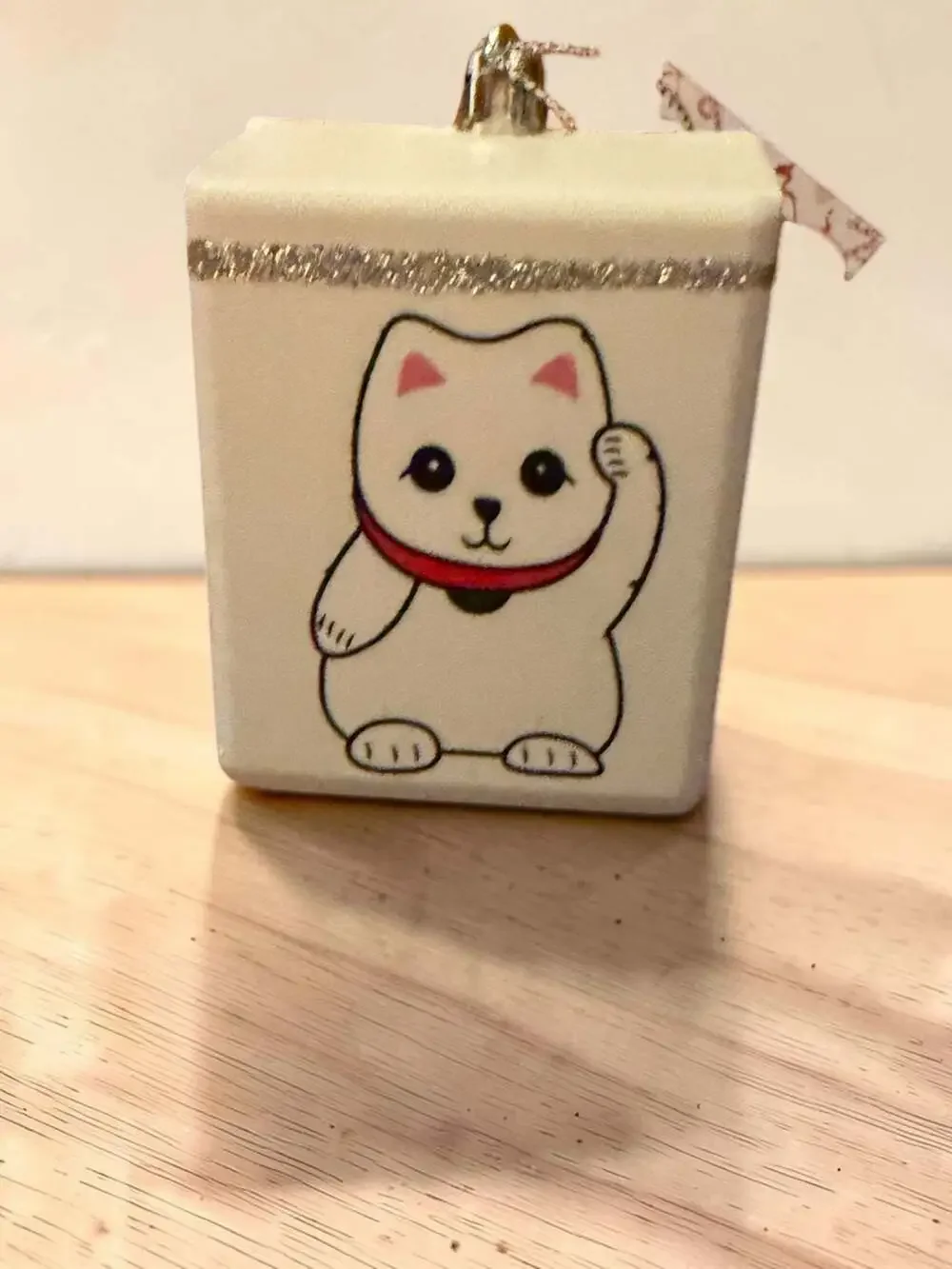 Lucky Cat Takeout Box Christmas Ornament